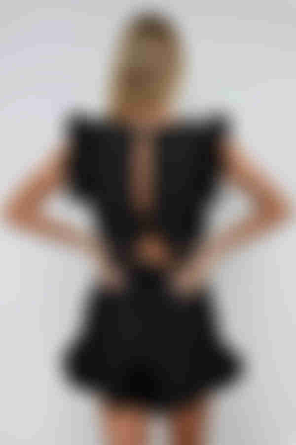 Flirty Flair Ruffle Romper - Black