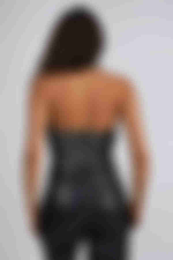 Glam Aura Tweed Corset Top - Black