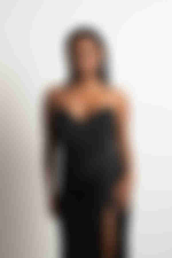 In A Dream Sweetheart High Slit Maxi Dress - Black