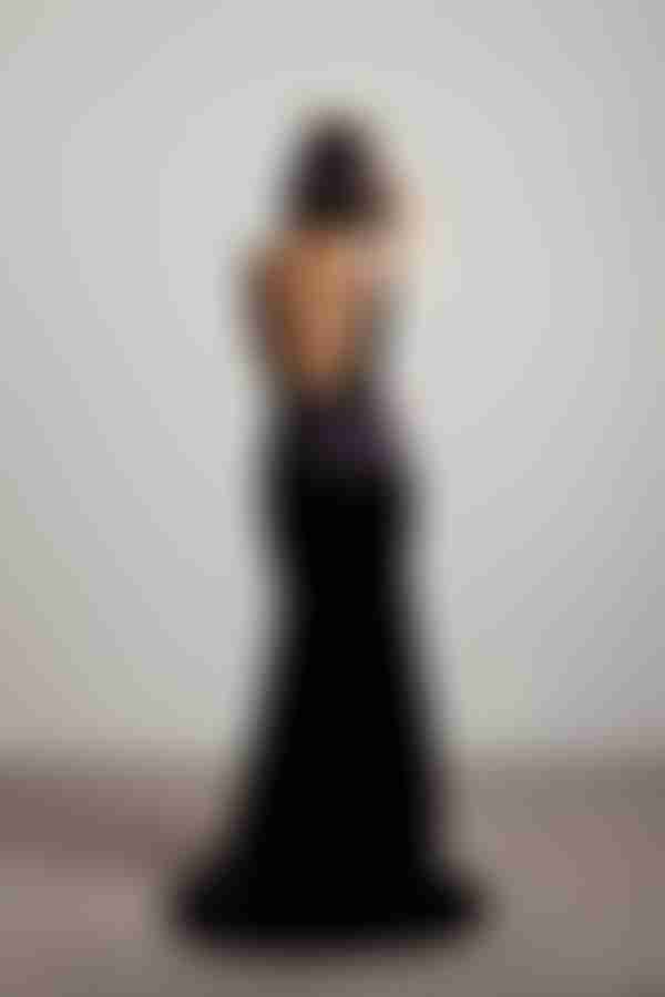 Kierra Backless Mermaid Maxi Dress - Black