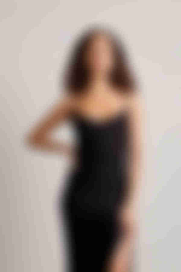 Late Nights Open Back High Slit Maxi Dress - Black