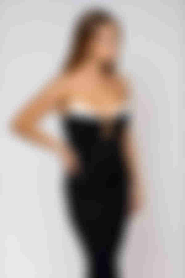 Lover Girl Satin Slit Midi Dress - Black