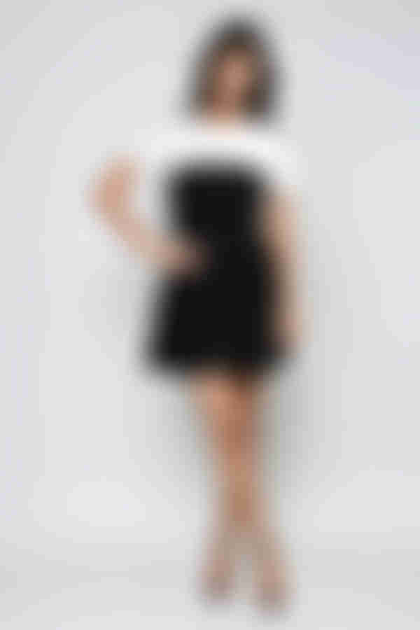 Lush Life Two-Toned Flare Mini Dress - Black