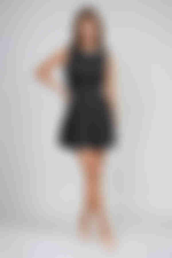 Luxe Grace Open Bow Mini Dress - Black