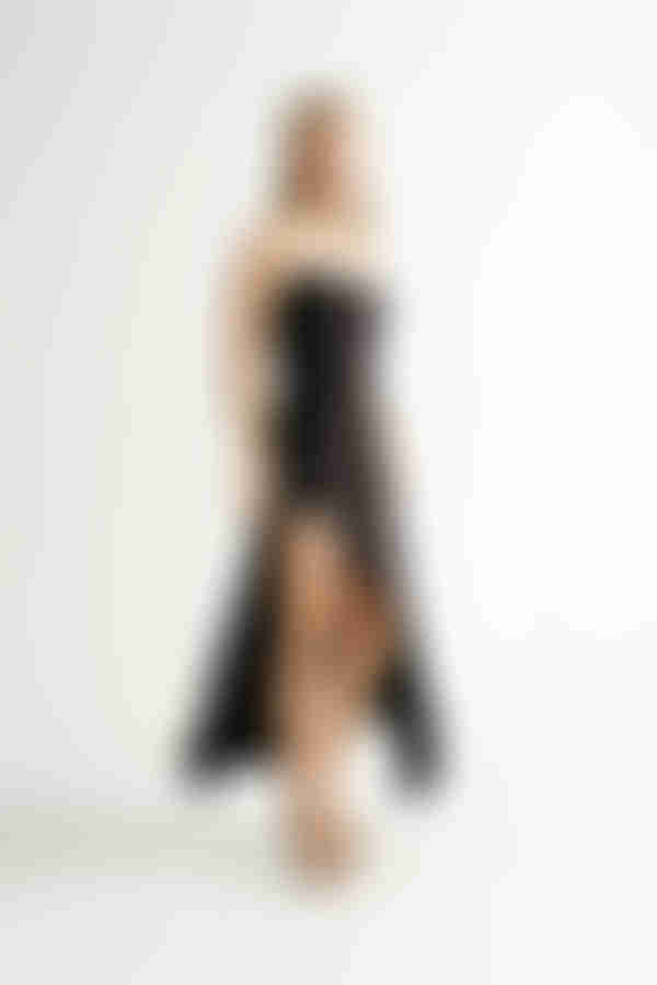 Lyanna Strapless High Slit Maxi Dress - Black