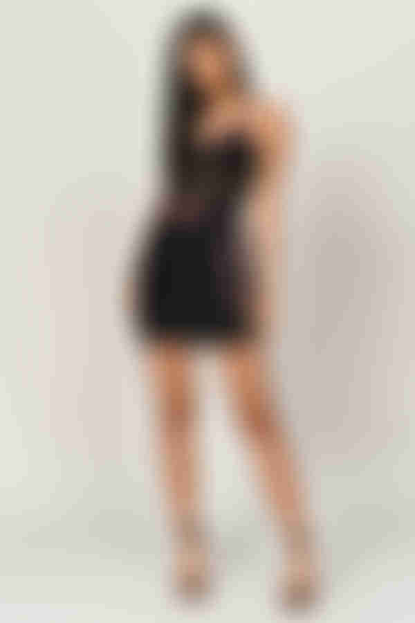 Mia Lace Bustier Mini Dress - Black