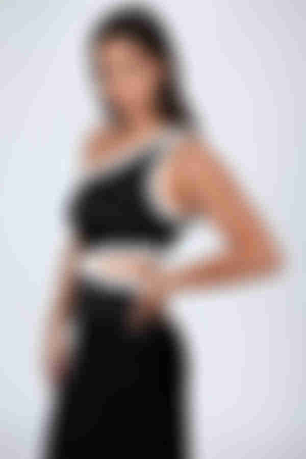 Midnight Sky One Shoulder Satin Maxi Dress - Black