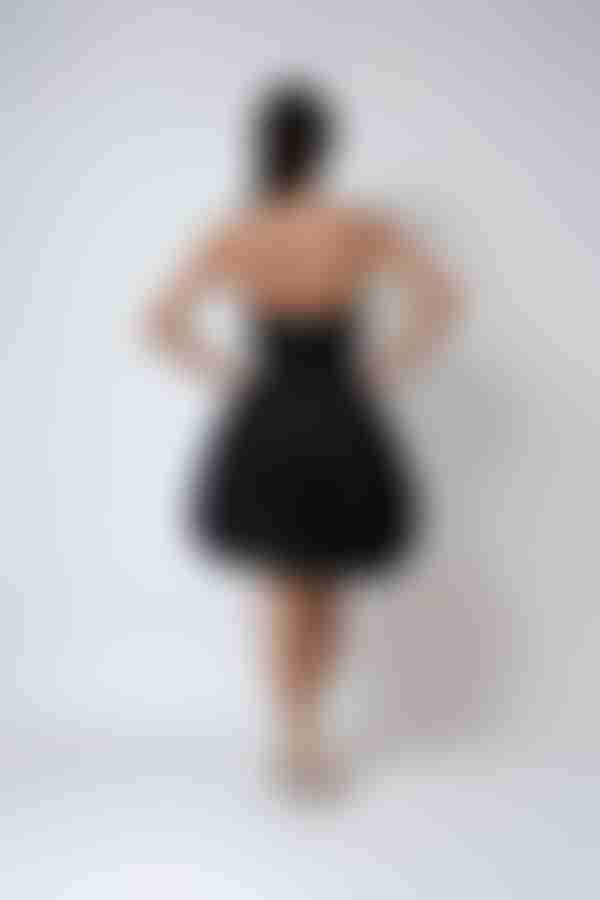 Mirror Ball Strapless Corset Mini Dress - Black