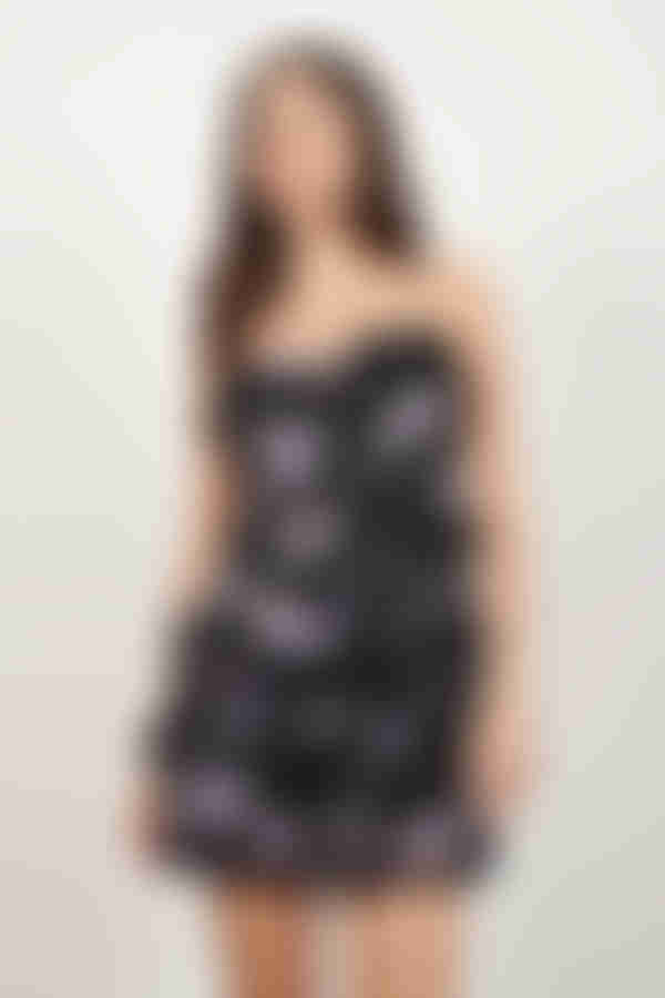 Irma Floral Tiered Mini Dress - Black Multi