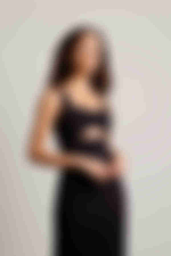 No Problem Ribbed Cutout Maxi Dress - Black