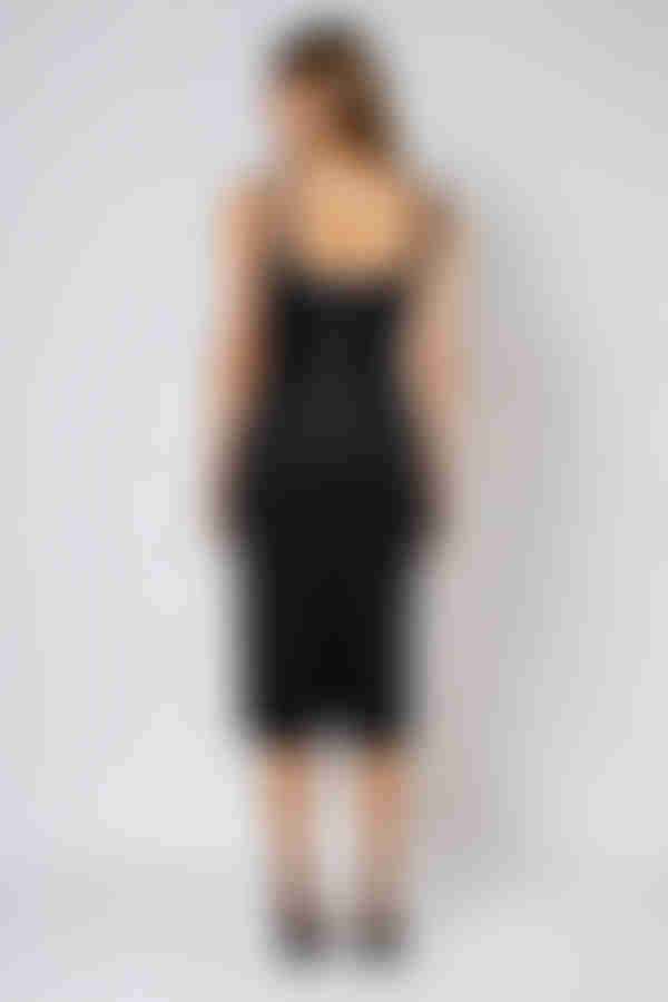 Quiet Glam Embellished Bodycon Midi Dress - Black