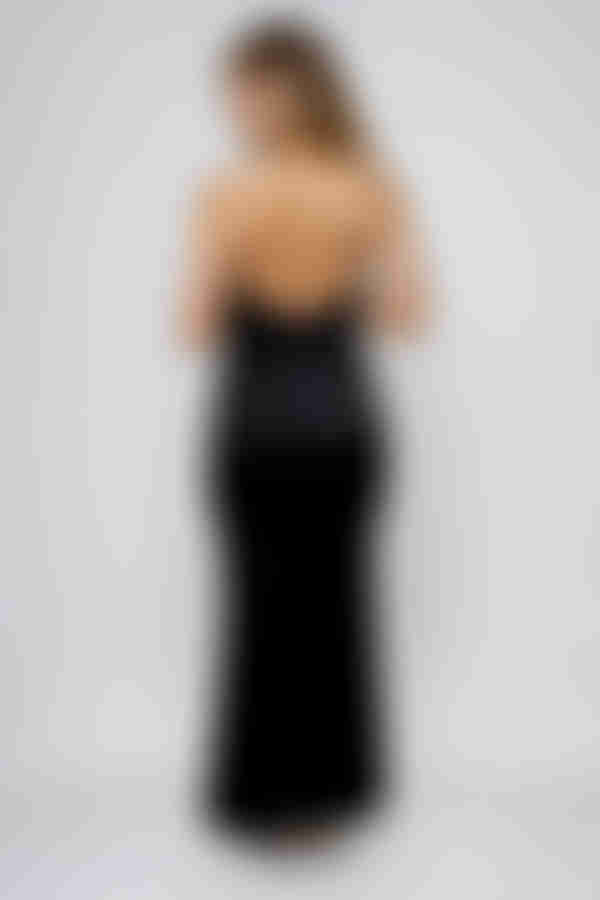 Simply Divine Halter Satin Maxi Dress - Black