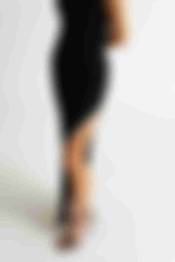 So Gone Black Rhinestone Side Slit Bodycon Maxi Dress