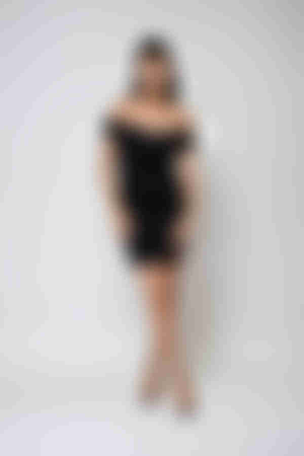 Soft Spell Satin Bow Mini Dress - Black