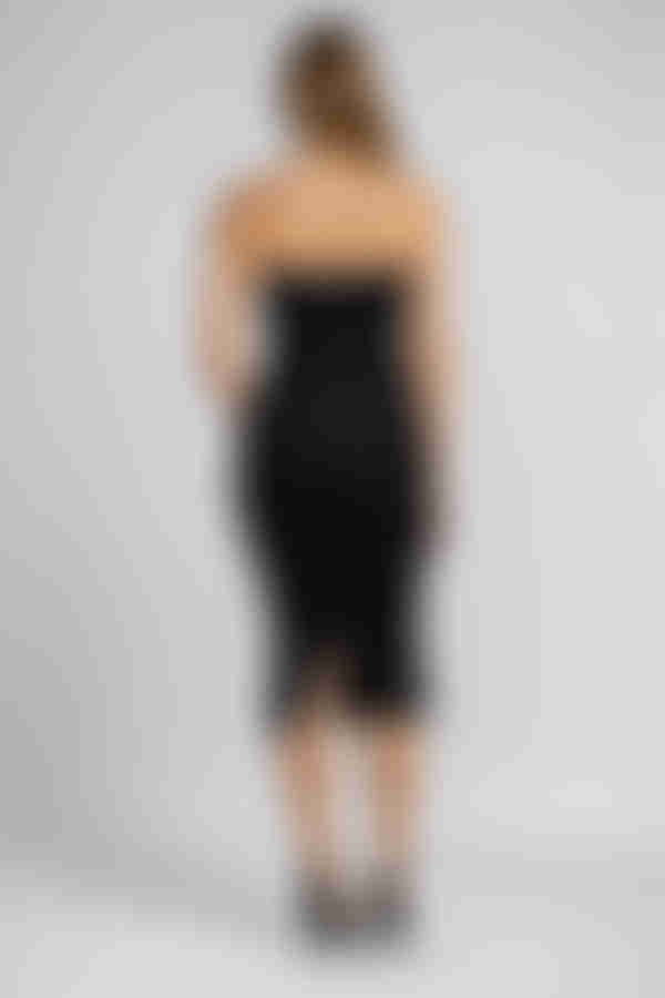 Sweet Drama Ruched Sweetheart Midi Dress - Black