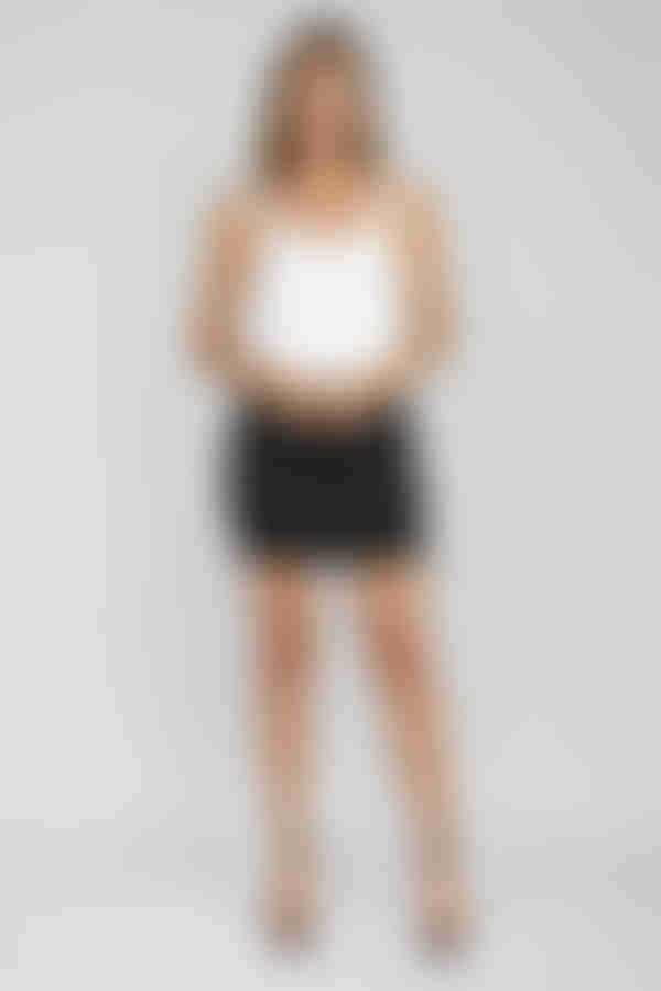 Tailored Chic Pinstripe Mini Skirt - Black