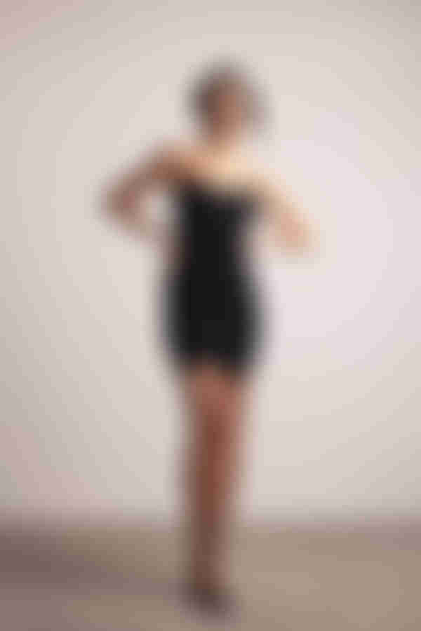 Take You Back Sparkly Cami Mini Dress - Black