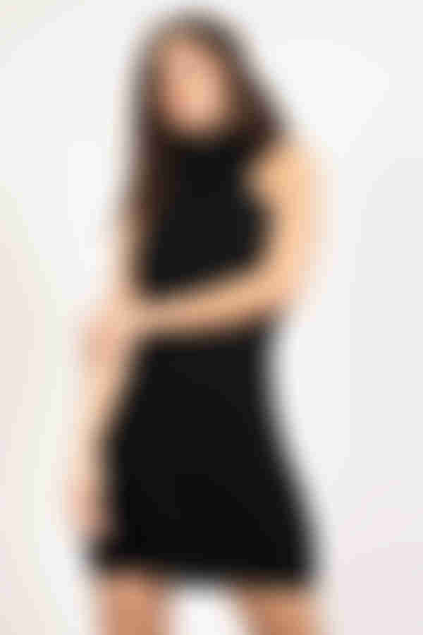 Warmer Nights Turtleneck Cutout Mini Dress - Black