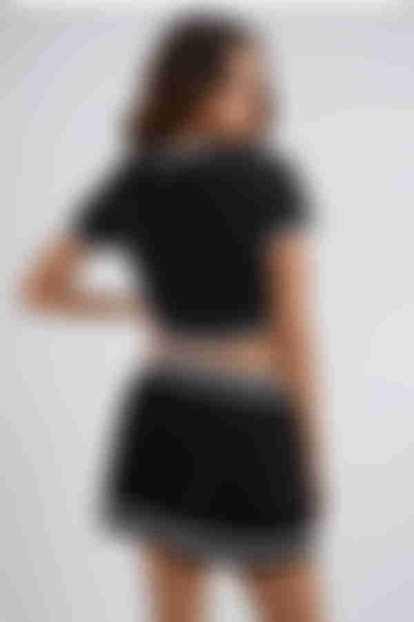 Turn Heads Sweater Crop Top - Black/White