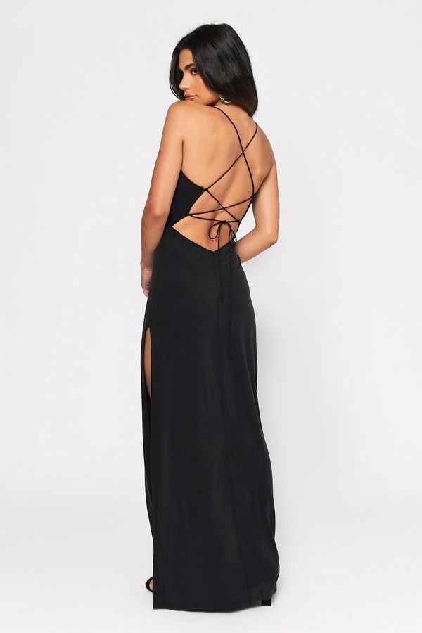 Sexy Black Dress - Strappy Back - Plunging Neckline