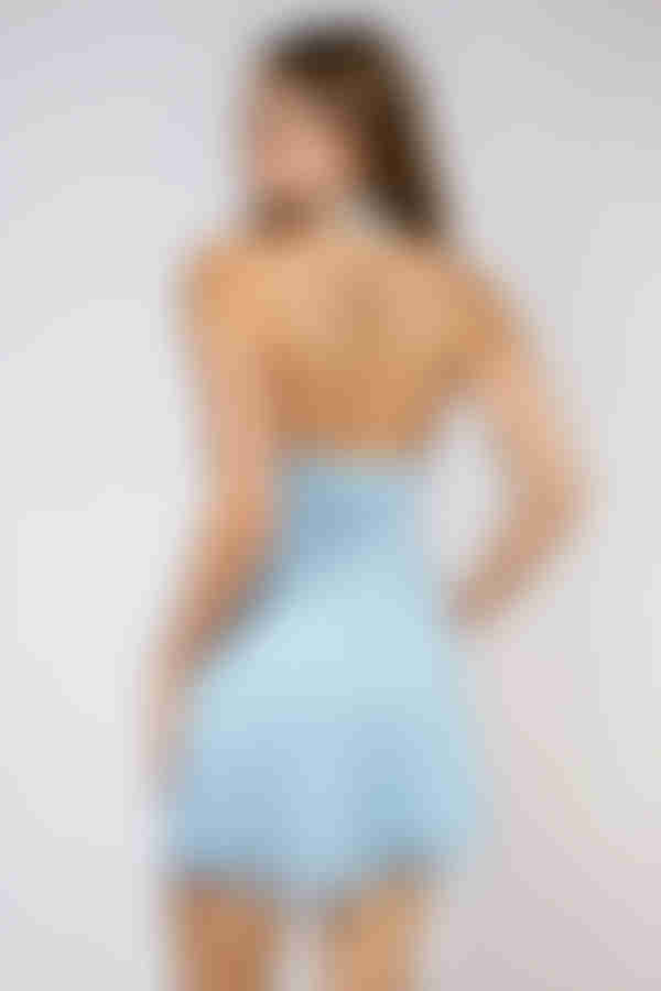 Call Me Yours Lace Halter Mini Dress - Blue