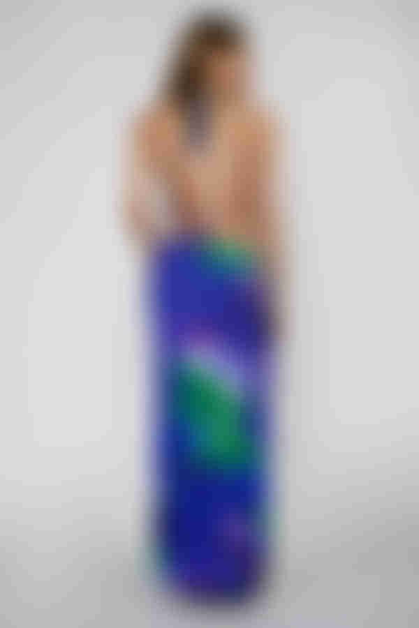 Blushing Bloom Cowl Backless Maxi Dress - Blue Multi