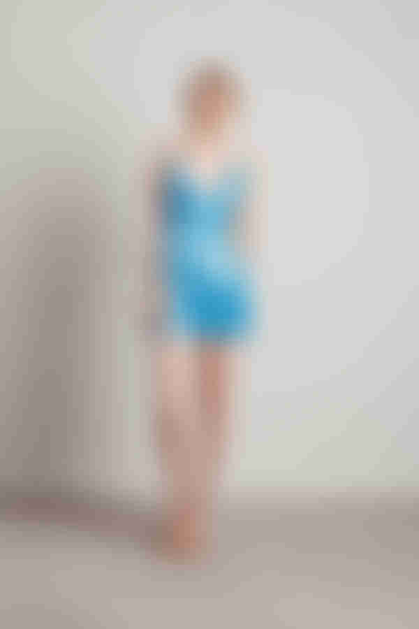 Serena Satin A-line Mini Dress - Blue