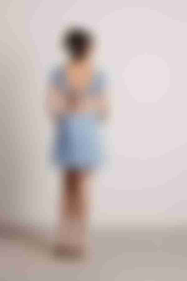 Stacie Open Back A-Line Mini Dress - Blue