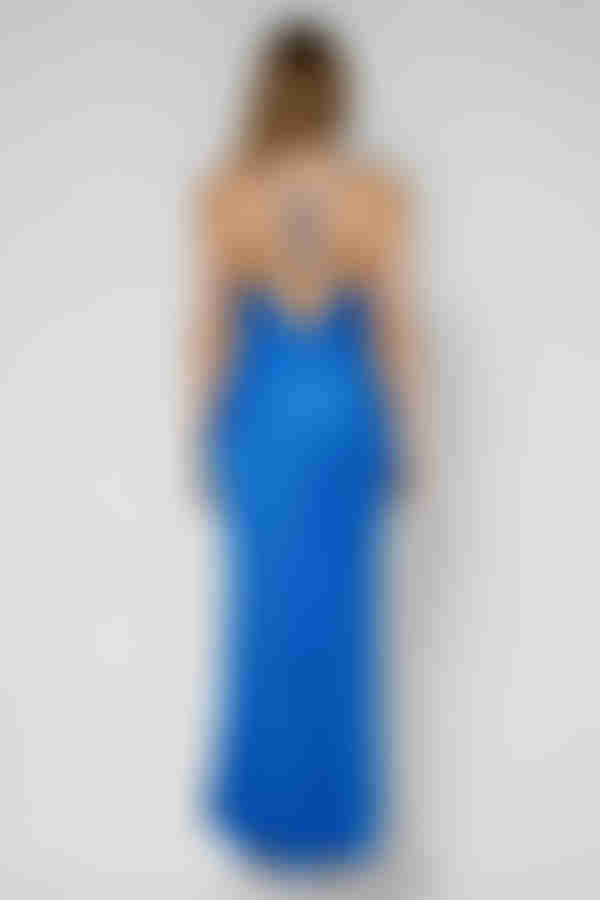 Bold Presence Cowl Satin Maxi Dress - Bright Blue