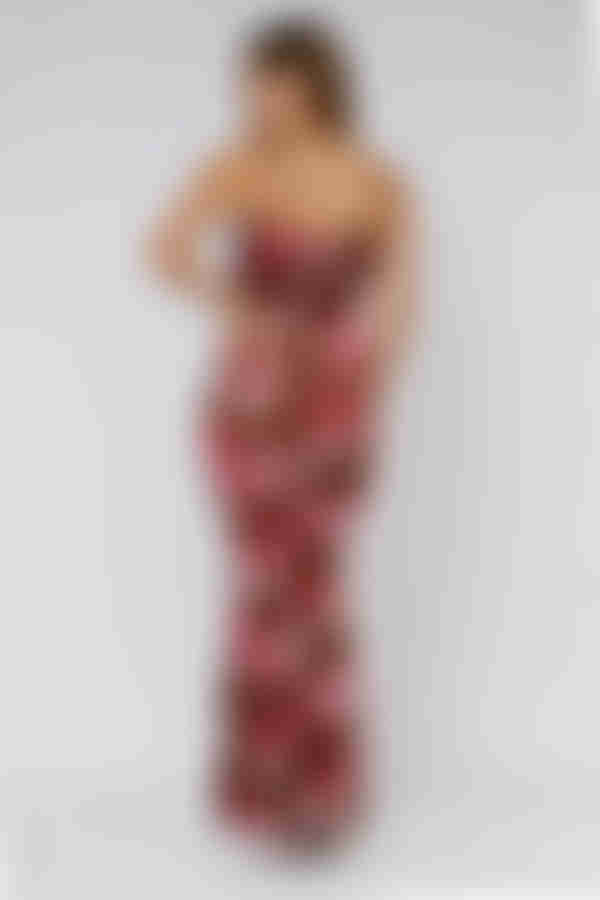 Soft Sunshine Floral Back Slit Maxi Dress - Brown