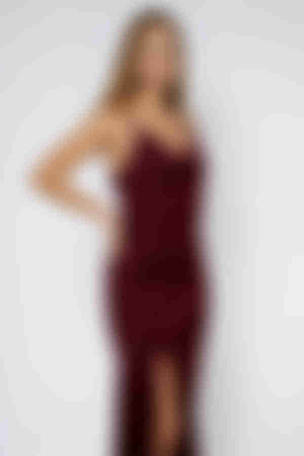 Feel the Sunshine Side Button Satin Midi Dress - Burgundy