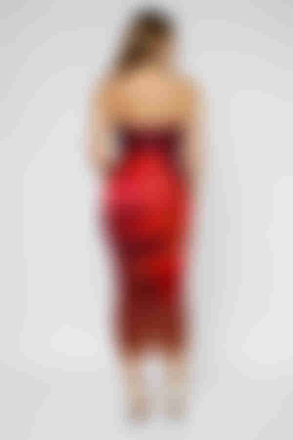 Stay for More Floral Bodycon Midi Dress - Burgundy Red