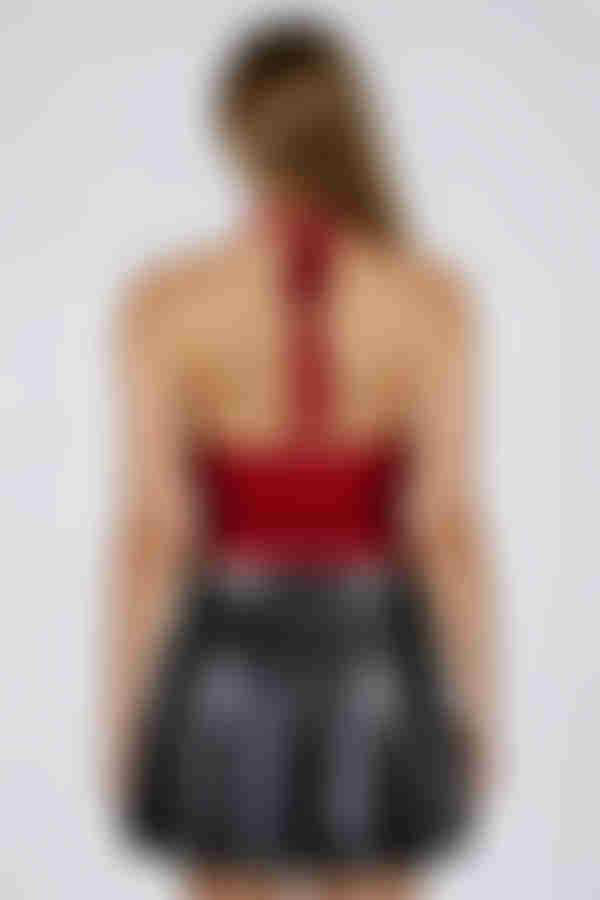 Season of Blooms Lace Halter Top - Burgundy