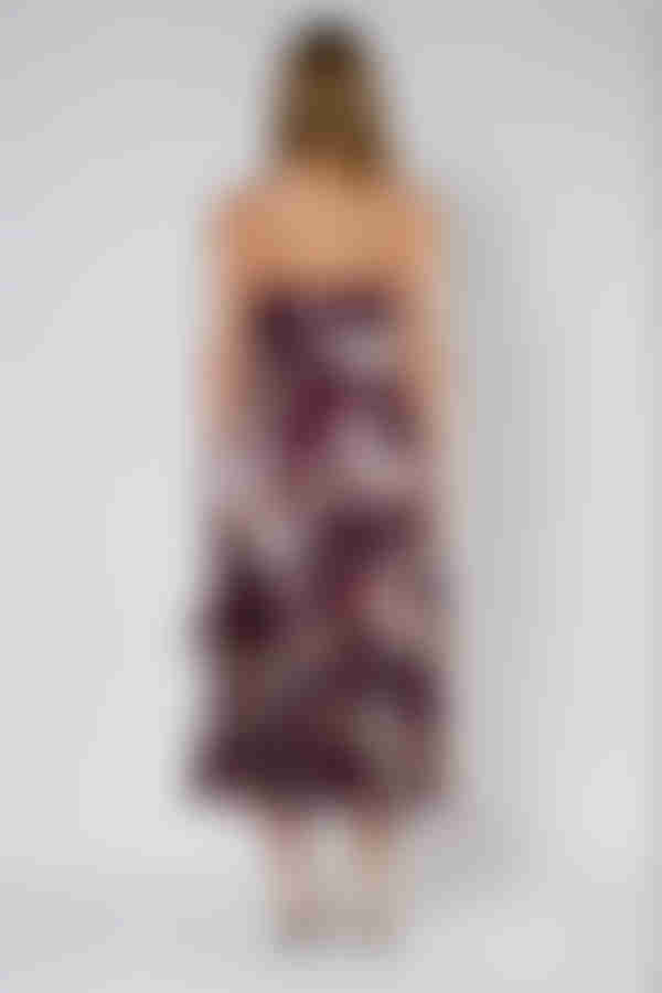 Better in Bloom Floral Tiered Midi Dress - Burgundy White