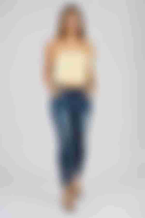 Act Cute Strapless Stripe Crop Top - Butter Yellow