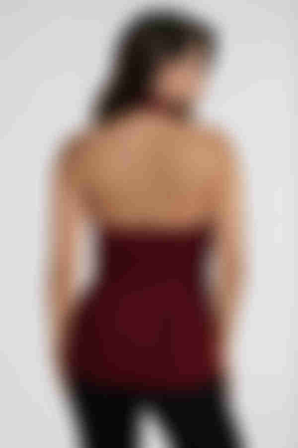 Take the Stage Vest Halter Top - Cherry