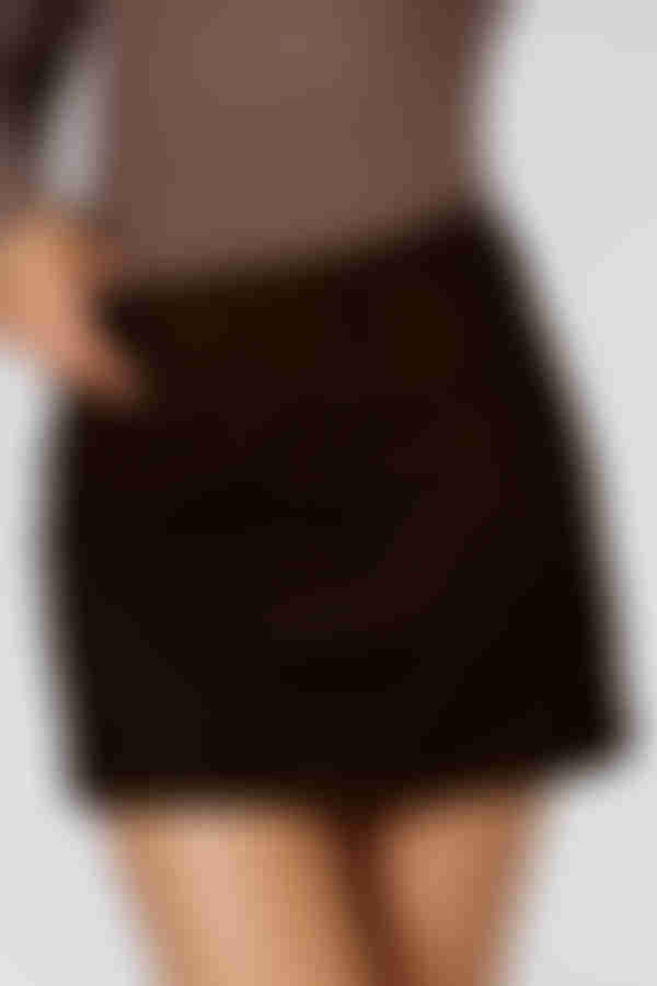Soft Breeze High Waist Suede Mini Skirt - Chocolate