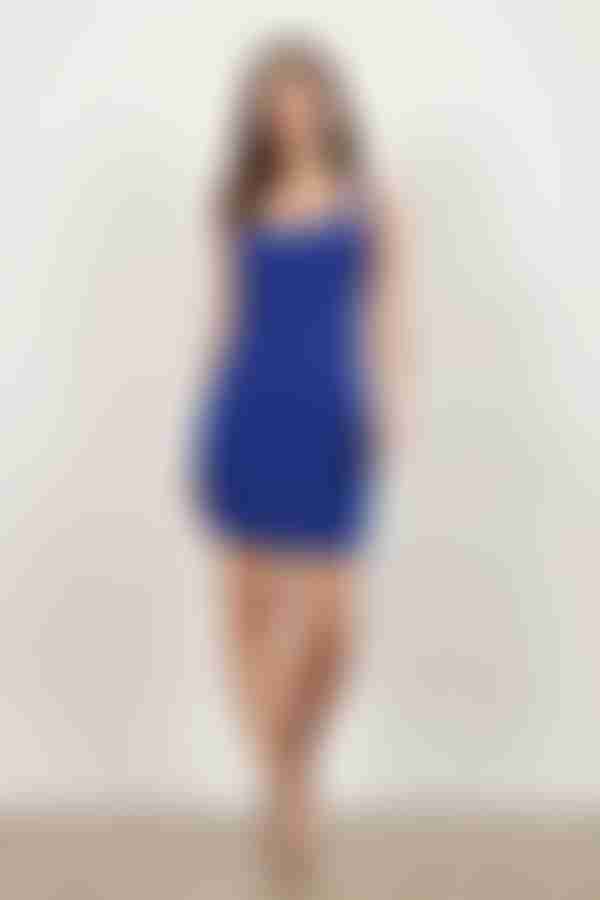 Wen Ruched Cross Back Mini Dress - Cobalt Blue