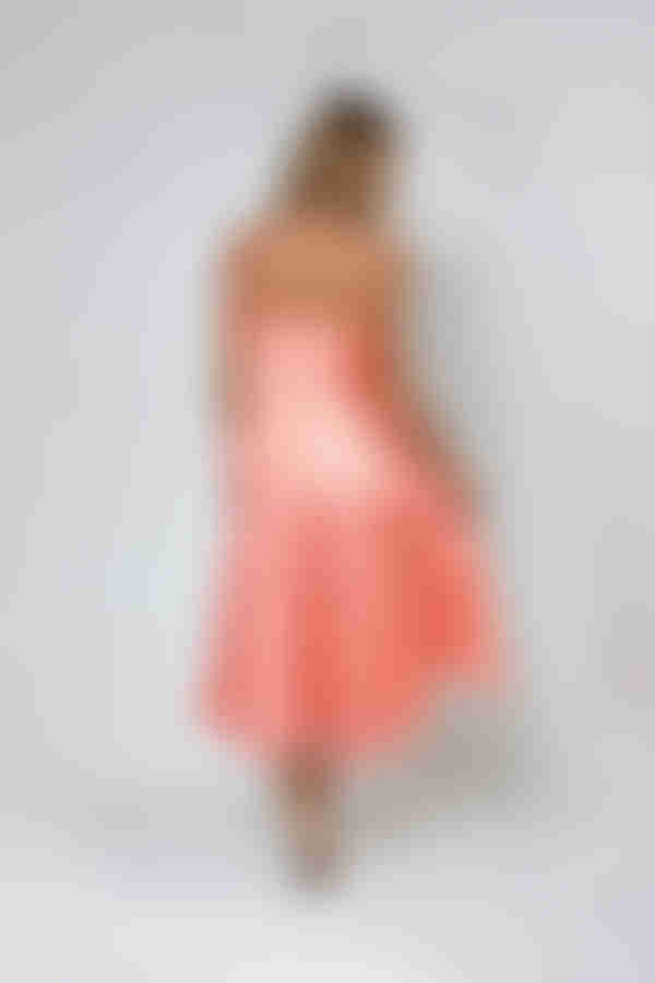 Moment In Love Satin Ruched Bust Maxi Dress - Coral