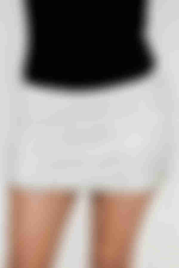 Flirt Glow Sequin Embellishment Mini Skirt - Cream