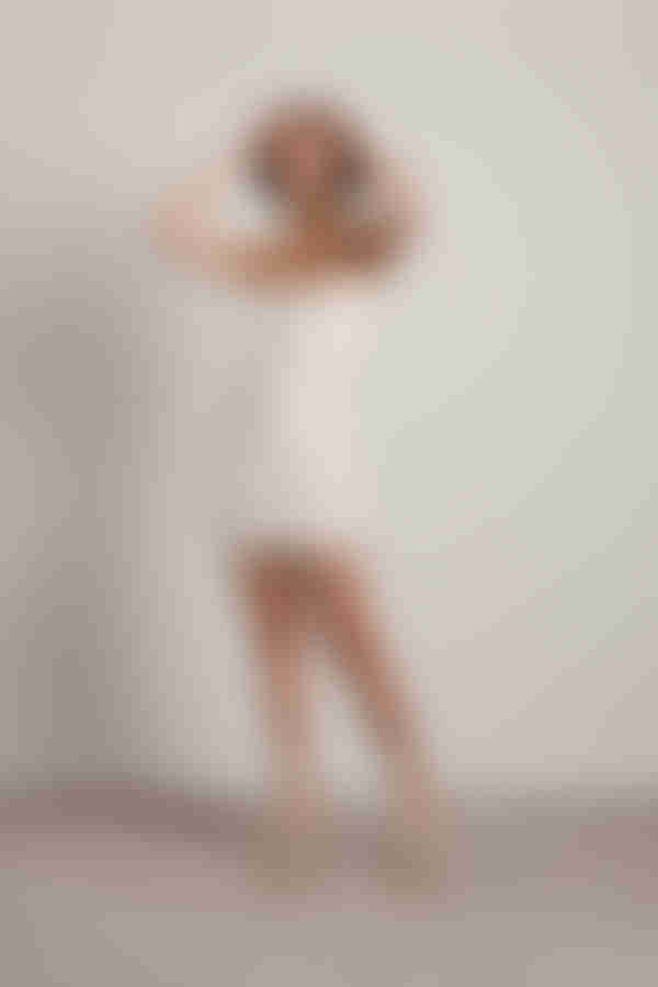 Just A Small Thing Exposed Stitch Bodycon Mini Dress - Cream