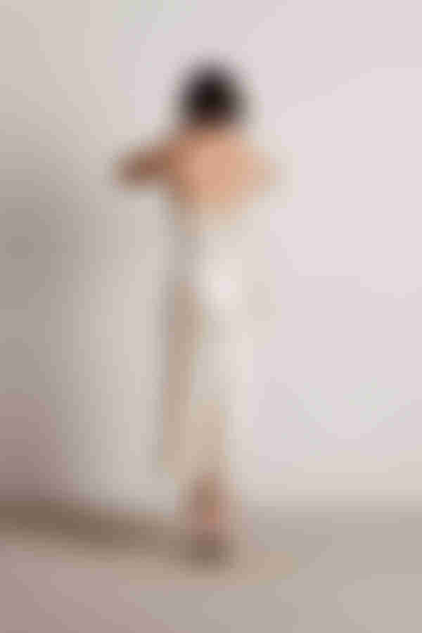 Listen To Me Satin Ruched Midi Dress - Cream