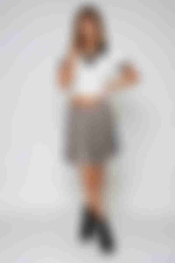 Pretty Pleats Checkered Mini Skirt - Cream Multi