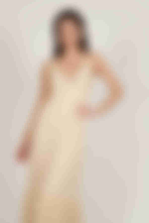 Valence Lace Ruffle Maxi Dress - Cream