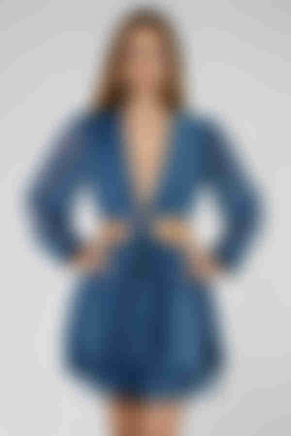 Date Ready Swiss Dot Cutout Mini Dress - Dark Blue