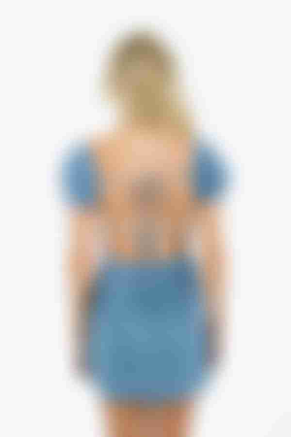 Journee Open Back Babydoll Mini Dress - Denim