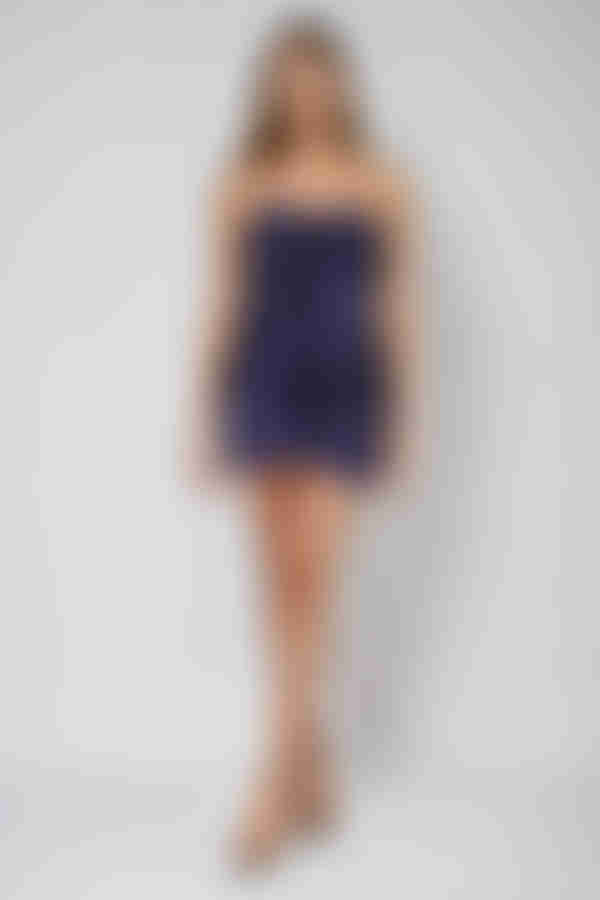 Sparkle Free Ruched Sequin Mini Dress - Dk Blue