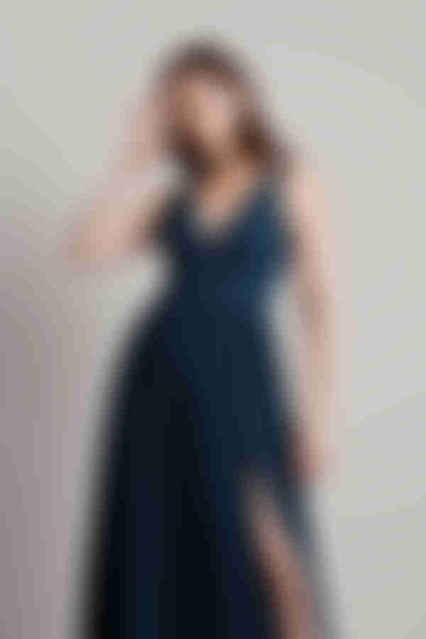 All I Ever Need Deep V High Slit Maxi Dress - Emerald