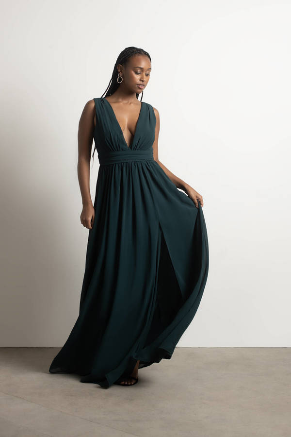 Diamona Midi Dress - Velvet Thigh Split V Neck Dress in Navy | Showpo USA