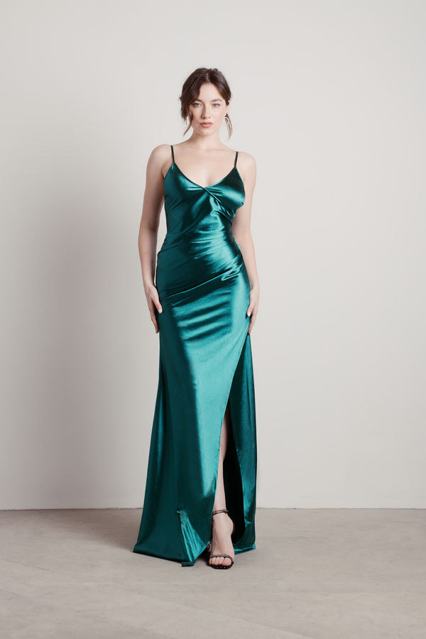 Delphine Soft Green Satin Maxi Dress